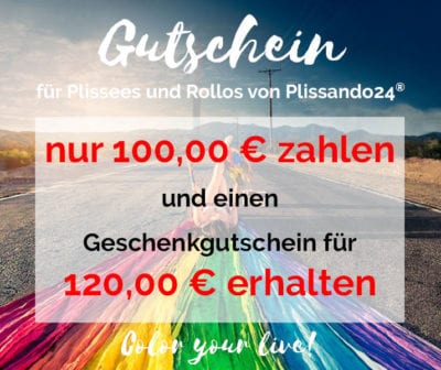 Gutschein für Plissee oder Rollo online kaufen - Wert 120 Euro